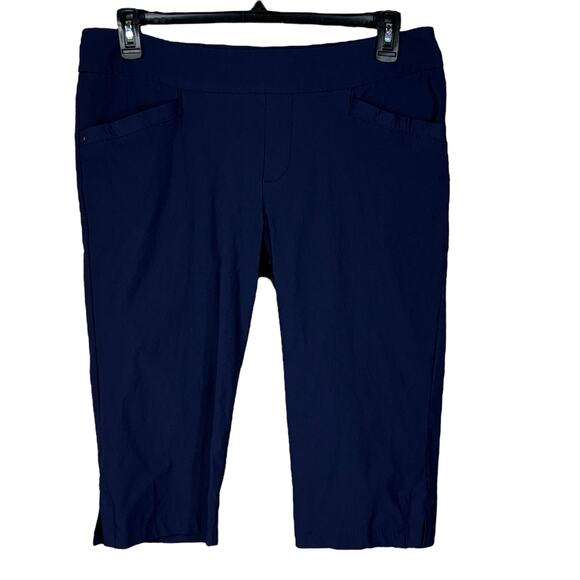 Lee SZ 14 Medium Slim Fit Sculpting Capris Mid-Rise Pull-On Stretch Pockets Blue - Picture 1 of 6